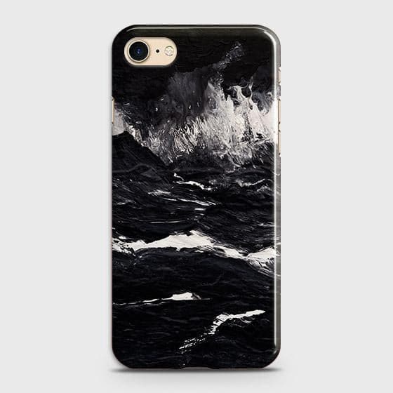 iPhone SE 2020 Cover - Black Ocean Marble Trendy Printed Hard Case with Life Time Colors Guarantee