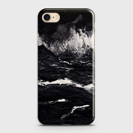 iPhone SE 2020 Cover - Black Ocean Marble Trendy Printed Hard Case with Life Time Colors Guarantee