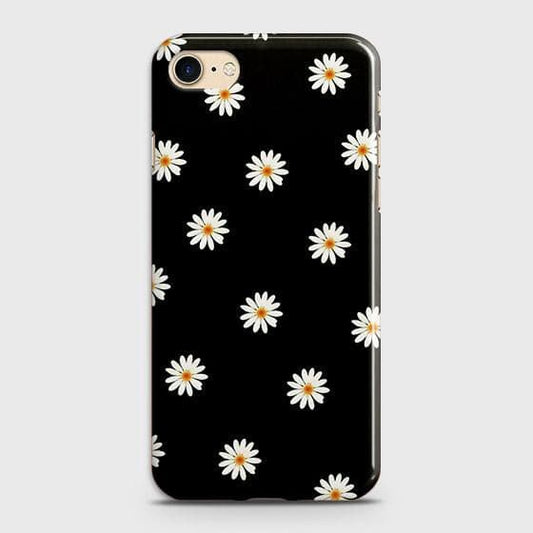 iPhone SE 2020 Cover - Matte Finish - White Bloom Flowers with Black Background Printed Hard Case with Life Time Colors Guarantee