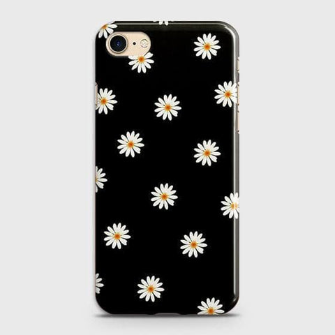 iPhone SE 2020 Cover - Matte Finish - White Bloom Flowers with Black Background Printed Hard Case with Life Time Colors Guarantee