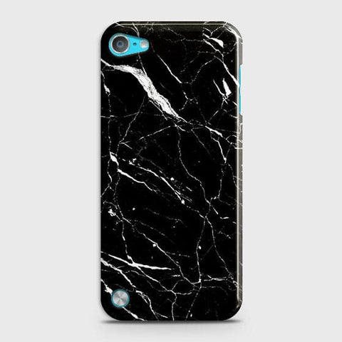 iPod Touch 5 Cover - Trendy Black Marble Printed Hard Case with Life Time Colors Guarantee