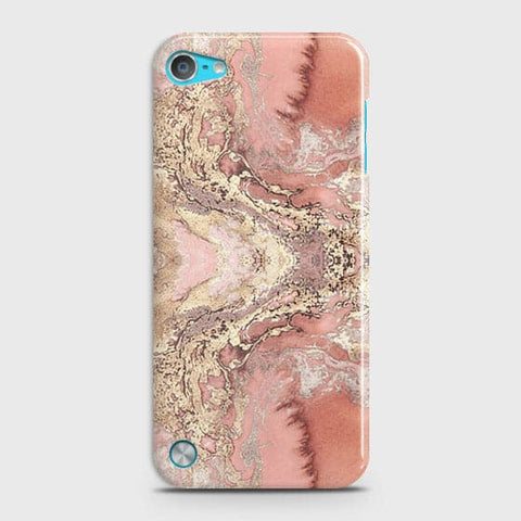 iPod Touch 5 Cover - Trendy Chic Rose Gold Marble Printed Hard Case with Life Time Colors Guarantee
