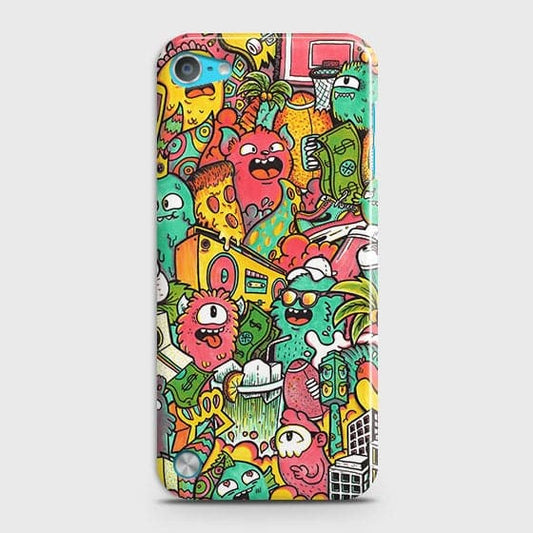 iPod Touch 5 Cover - Matte Finish - Candy Colors Trendy Sticker Collage Printed Hard Case with Life Time Colors Guarantee