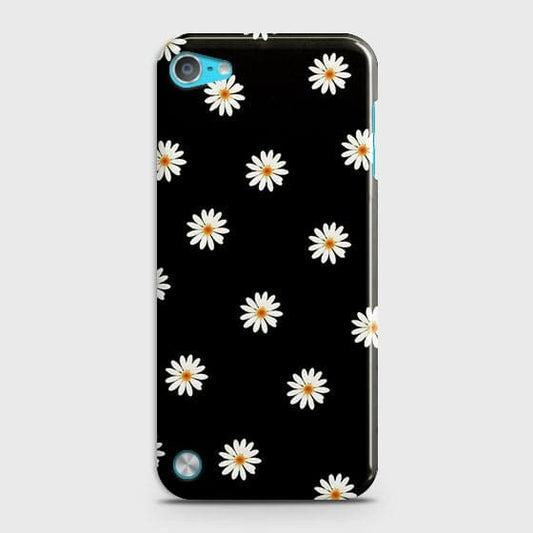 iPod Touch 5 Cover - Matte Finish - White Bloom Flowers with Black Background Printed Hard Case with Life Time Colors Guarantee