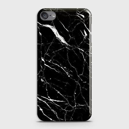 iPod Touch 7 Cover - Trendy Black Marble Printed Hard Case with Life Time Colors Guarantee