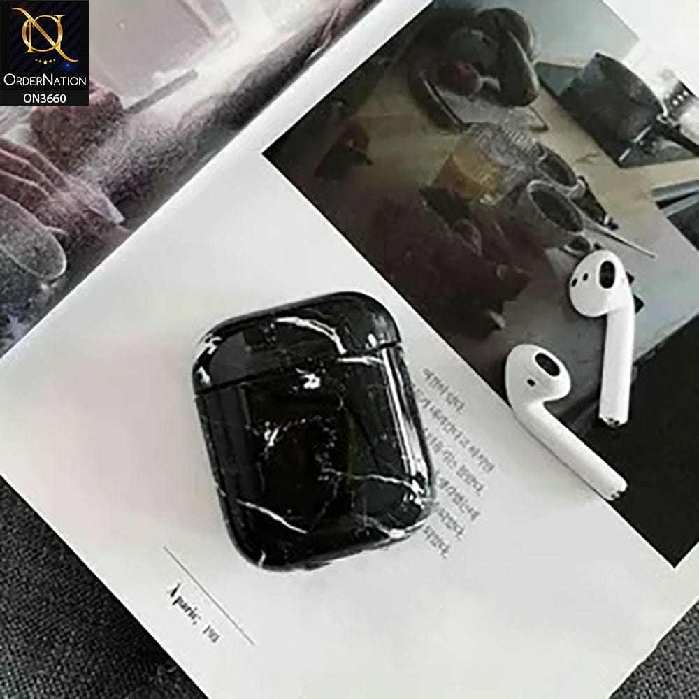 Apple Airpods 1 / 2 Cover - Black - Trending Mable Series Hard Airpods Case