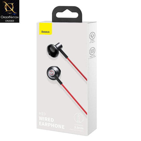 Red - Baseus Encok 3.5mm Wired Handsfree H19