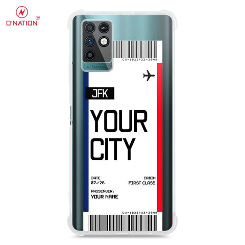 Infinix Note 10 Cover - Personalised Boarding Pass Ticket Series - 5 Designs - Clear Phone Case - Soft Silicon Borders