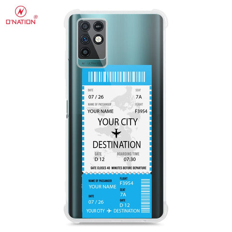 Infinix Note 10 Cover - Personalised Boarding Pass Ticket Series - 5 Designs - Clear Phone Case - Soft Silicon Borders