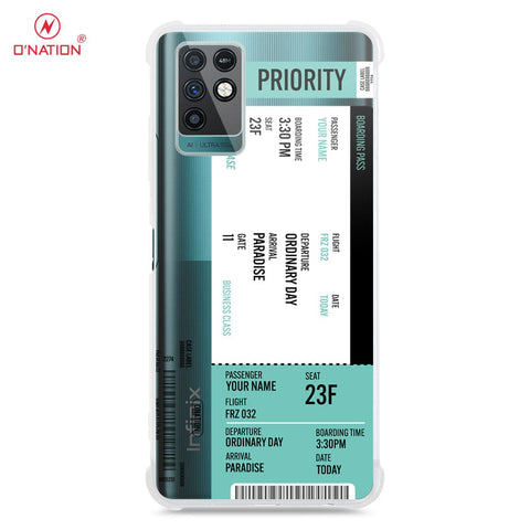Infinix Note 10 Cover - Personalised Boarding Pass Ticket Series - 5 Designs - Clear Phone Case - Soft Silicon Borders
