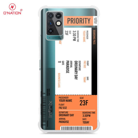 Infinix Note 10 Cover - Personalised Boarding Pass Ticket Series - 5 Designs - Clear Phone Case - Soft Silicon Borders