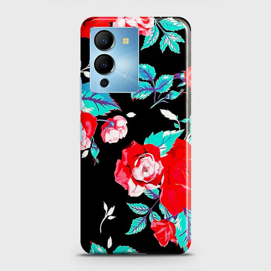 Infinix Note 12 5G Cover - Luxury Vintage Red Flowers Printed Hard Case with Life Time Colors Guarantee