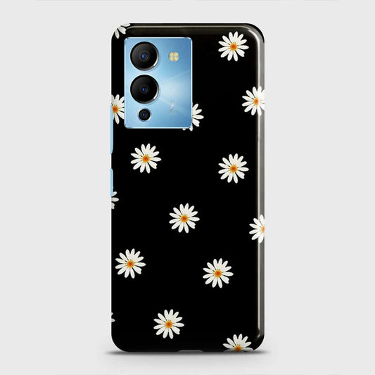 Infinix Note 12 5G Cover - White Bloom Flowers with Black Background Printed Hard Case with Life Time Colors Guarantee