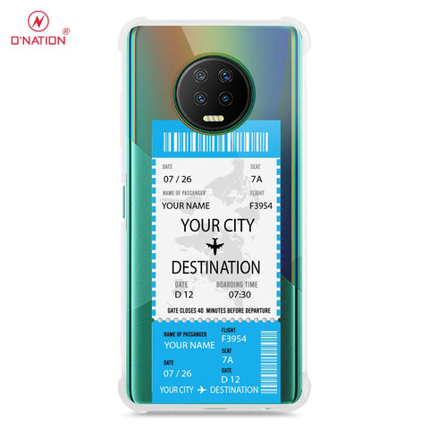 Infinix Note 7 Cover - Personalised Boarding Pass Ticket Series - 5 Designs - Clear Phone Case - Soft Silicon Borders