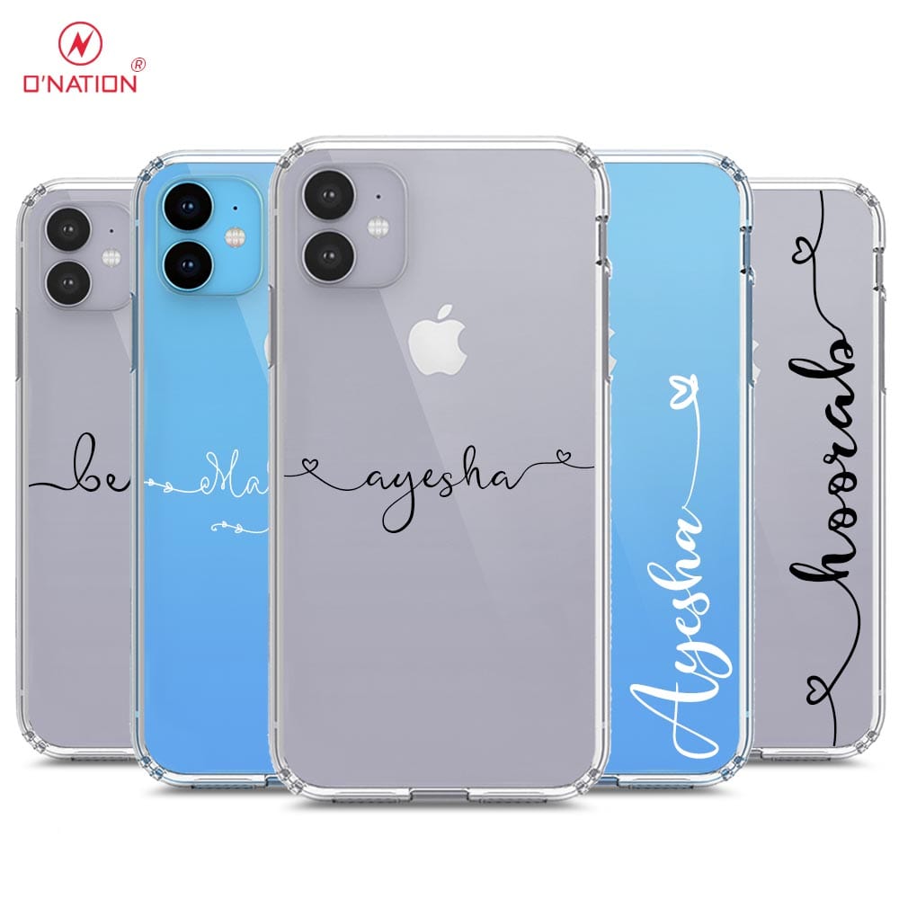 iPhone 11 Cover - Personalised Name Series - 8 Designs - Clear Phone Case - Soft Silicon Borders