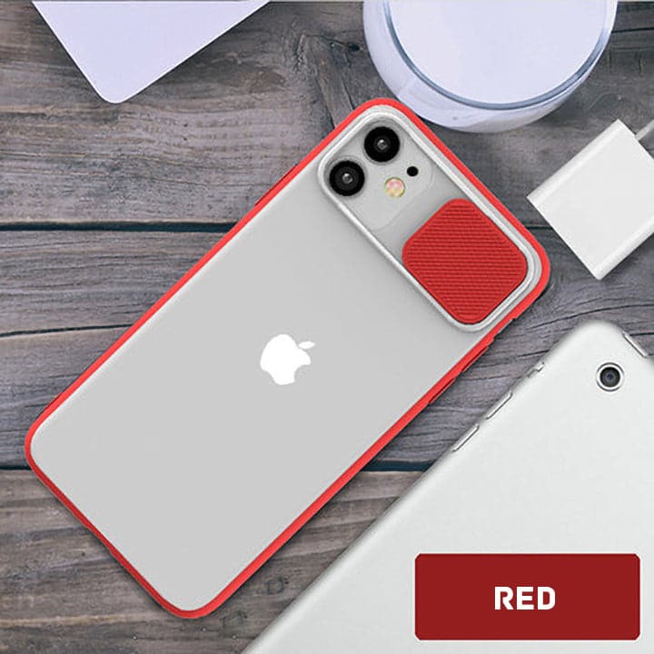 iPhone 11 Cover - Red - Translucent Matte Shockproof Camera Slide Protection Case