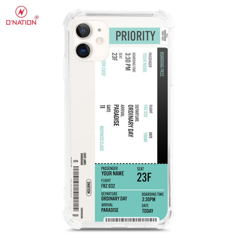 iPhone 11 Cover - Personalised Boarding Pass Ticket Series - 5 Designs - Clear Phone Case - Soft Silicon Borders