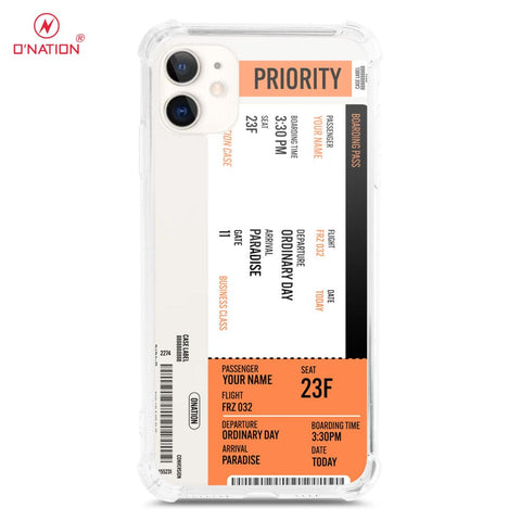 iPhone 11 Cover - Personalised Boarding Pass Ticket Series - 5 Designs - Clear Phone Case - Soft Silicon Borders