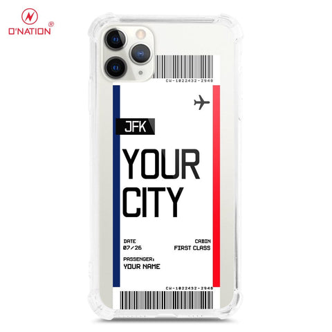 iPhone 11 Pro Max Cover - Personalised Boarding Pass Ticket Series - 5 Designs - Clear Phone Case - Soft Silicon Borders