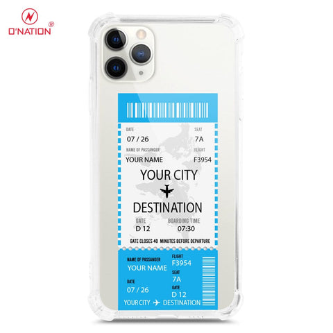 iPhone 11 Pro Cover - Personalised Boarding Pass Ticket Series - 5 Designs - Clear Phone Case - Soft Silicon Borders