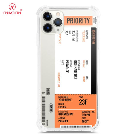 iPhone 11 Pro Max Cover - Personalised Boarding Pass Ticket Series - 5 Designs - Clear Phone Case - Soft Silicon Borders