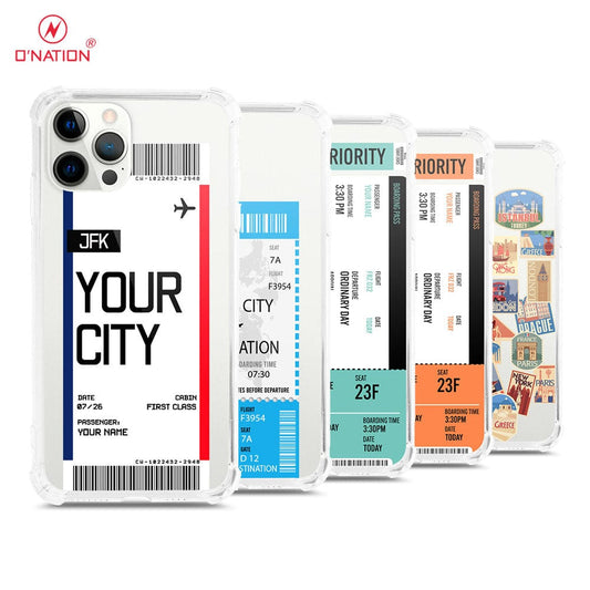 iPhone 12 Pro Cover - Personalised Boarding Pass Ticket Series - 5 Designs - Clear Phone Case - Soft Silicon Borders