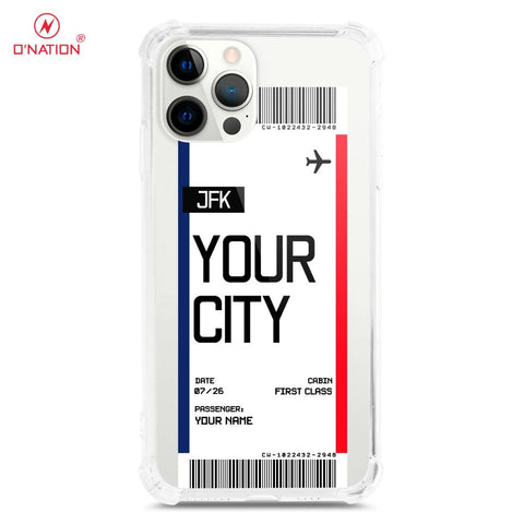 iPhone 12 Pro Cover - Personalised Boarding Pass Ticket Series - 5 Designs - Clear Phone Case - Soft Silicon Borders