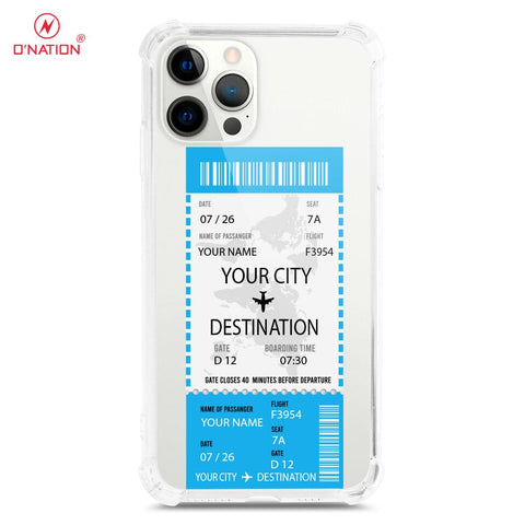 iPhone 12 Pro Cover - Personalised Boarding Pass Ticket Series - 5 Designs - Clear Phone Case - Soft Silicon Borders