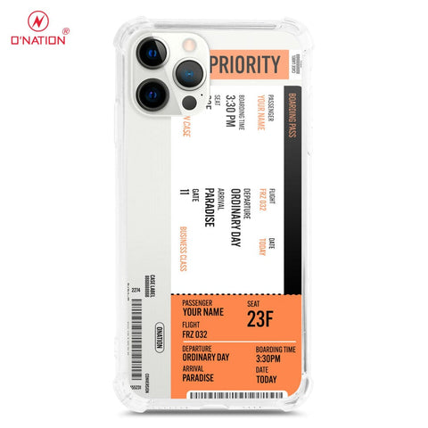 iPhone 12 Pro Cover - Personalised Boarding Pass Ticket Series - 5 Designs - Clear Phone Case - Soft Silicon Borders