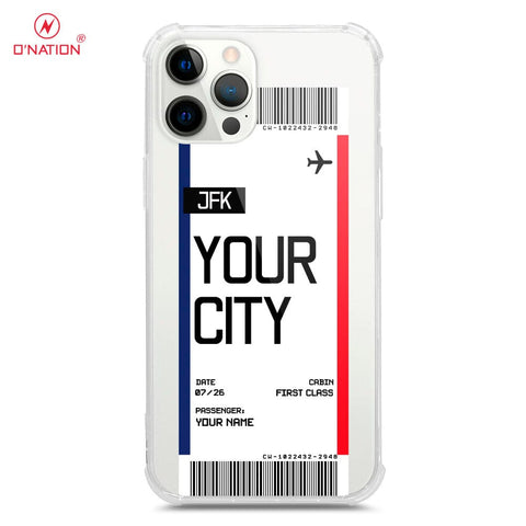 iPhone 12 Pro Max Cover - Personalised Boarding Pass Ticket Series - 5 Designs - Clear Phone Case - Soft Silicon Borders