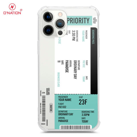 iPhone 12 Pro Max Cover - Personalised Boarding Pass Ticket Series - 5 Designs - Clear Phone Case - Soft Silicon Borders