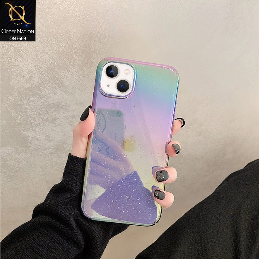iPhone 13 Cover  - Black - Rainbow Dew Drops Ultra Thin Semi Transparent Back Hard Shell Case