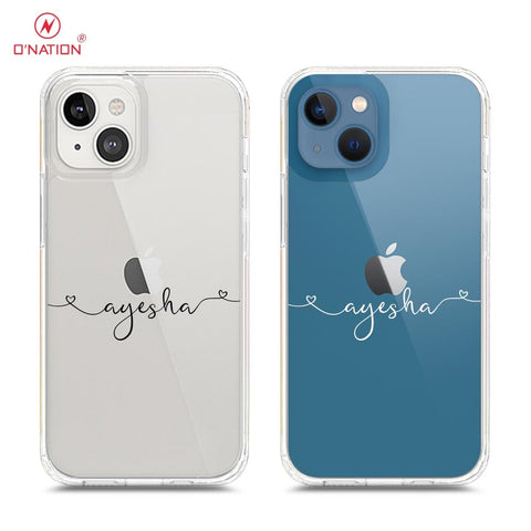 iPhone 13 Mini Cover - Personalised Name Series - 8 Designs - Clear Phone Case - Soft Silicon Borders