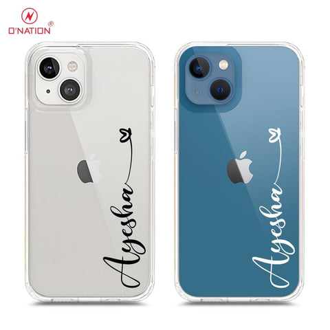 iPhone 13 Mini Cover - Personalised Name Series - 8 Designs - Clear Phone Case - Soft Silicon Borders