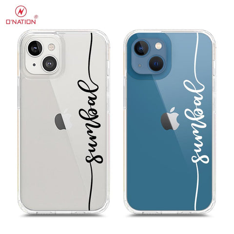 iPhone 13 Mini Cover - Personalised Name Series - 8 Designs - Clear Phone Case - Soft Silicon Borders