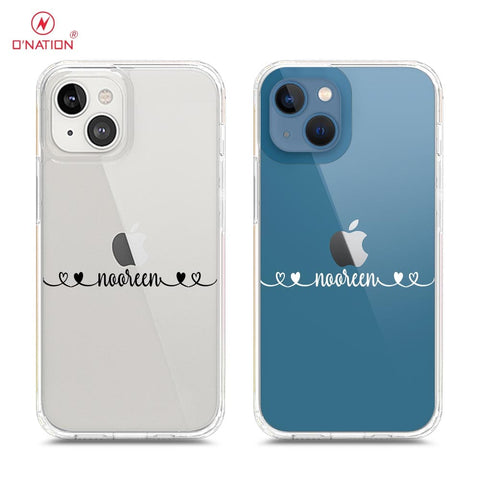 iPhone 13 Mini Cover - Personalised Name Series - 8 Designs - Clear Phone Case - Soft Silicon Borders