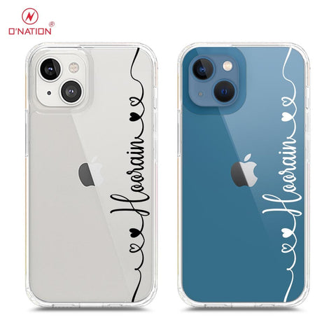 iPhone 13 Mini Cover - Personalised Name Series - 8 Designs - Clear Phone Case - Soft Silicon Borders