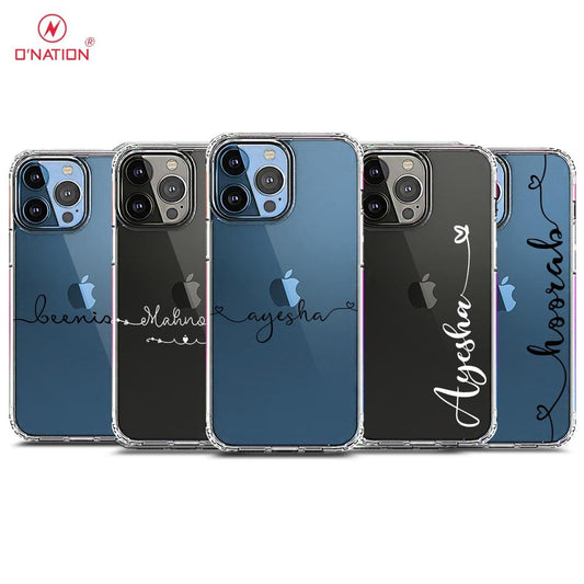 iPhone 13 Pro Max Cover - Personalised Name Series - 8 Designs - Clear Phone Case - Soft Silicon Borders