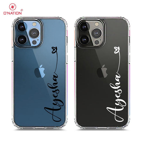 iPhone 13 Pro Max Cover - Personalised Name Series - 8 Designs - Clear Phone Case - Soft Silicon Borders