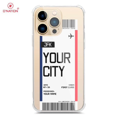 iPhone 13 Pro Max Cover - Personalised Boarding Pass Ticket Series - 5 Designs - Clear Phone Case - Soft Silicon Borders