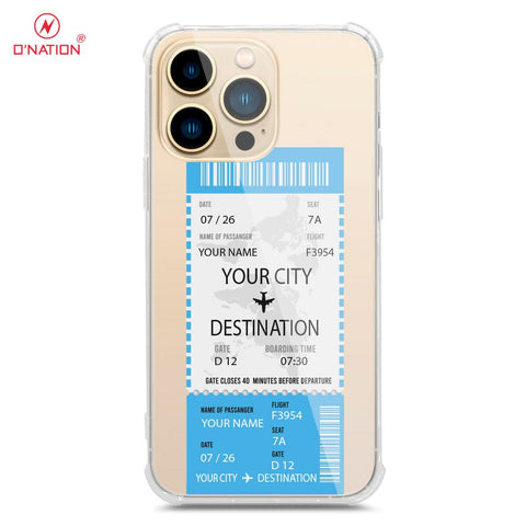 iPhone 13 Pro Max Cover - Personalised Boarding Pass Ticket Series - 5 Designs - Clear Phone Case - Soft Silicon Borders