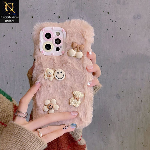 iPhone 14 Pro Max Cover - Pink - New Trendy Plush Warm Fluffy Soft Borders Case with Camera Protection
