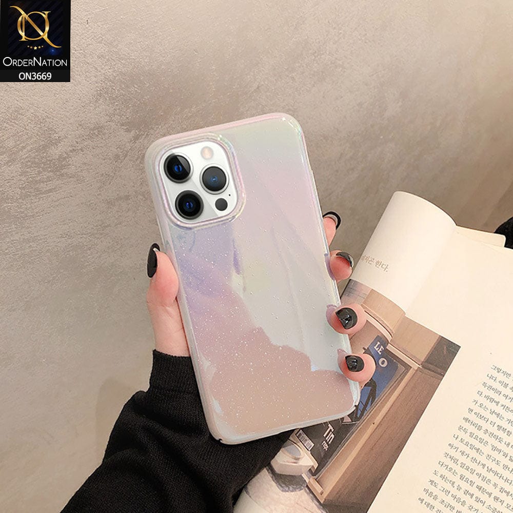 iPhone 13 Pro Max Cover  - White - Rainbow Dew Drops Ultra Thin Semi Transparent Back Hard Shell Case