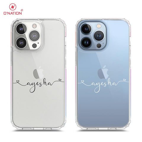 iPhone 13 Pro Cover - Personalised Name Series - 8 Designs - Clear Phone Case - Soft Silicon Borders