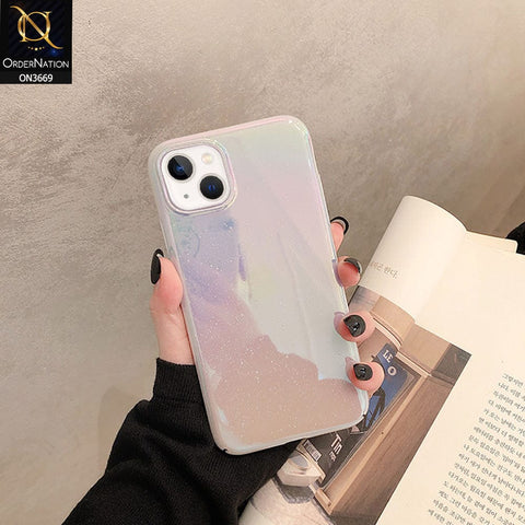 iPhone 13 Cover  - White - Rainbow Dew Drops Ultra Thin Semi Transparent Back Hard Shell Case