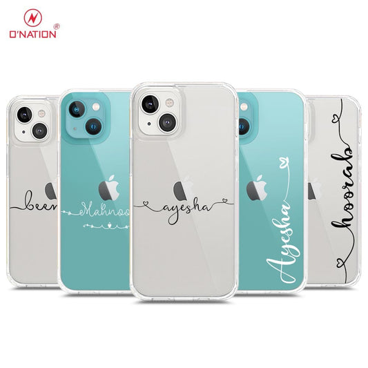 iPhone 14 Plus Cover - Personalised Name Series - 8 Designs - Clear Phone Case - Soft Silicon Borders