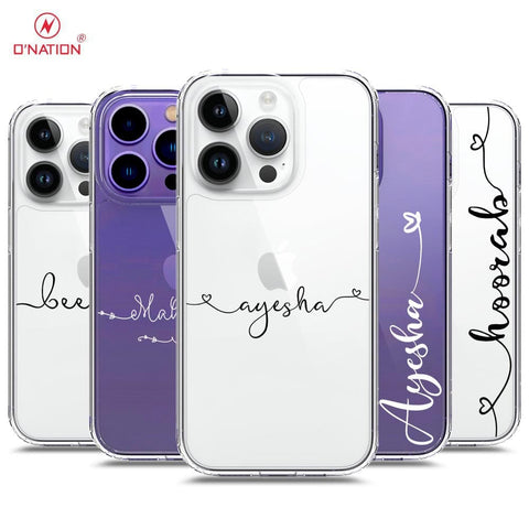 iPhone 14 Pro Max Cover - Personalised Name Series - 8 Designs - Clear Phone Case - Soft Silicon Borders