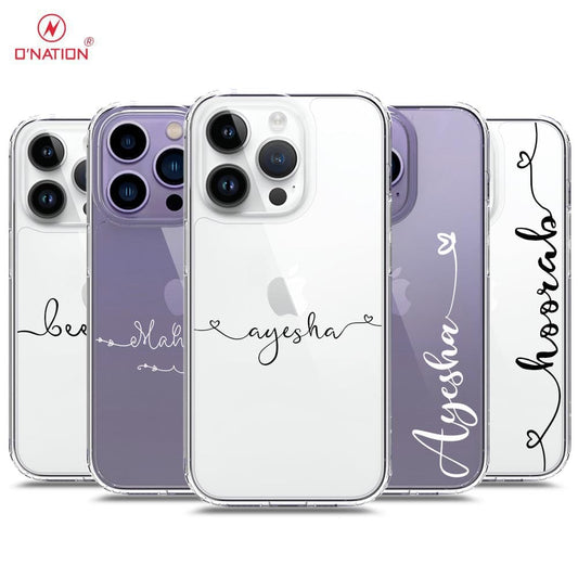iPhone 14 Pro Cover - Personalised Name Series - 8 Designs - Clear Phone Case - Soft Silicon Borders