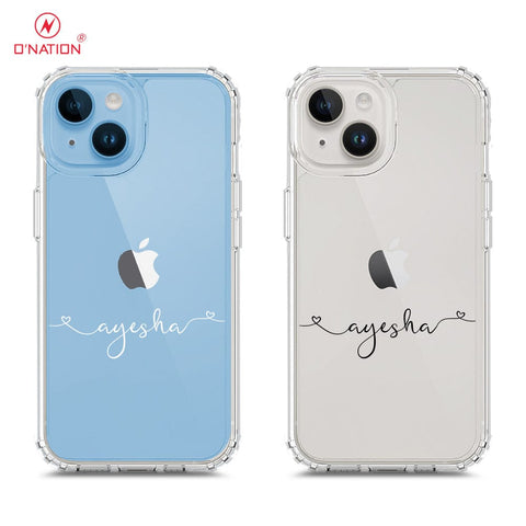 iPhone 15 Cover - Personalised Name Series - 8 Designs - Clear Phone Case - Soft Silicon Borders