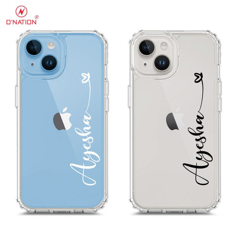 iPhone 15 Cover - Personalised Name Series - 8 Designs - Clear Phone Case - Soft Silicon Borders